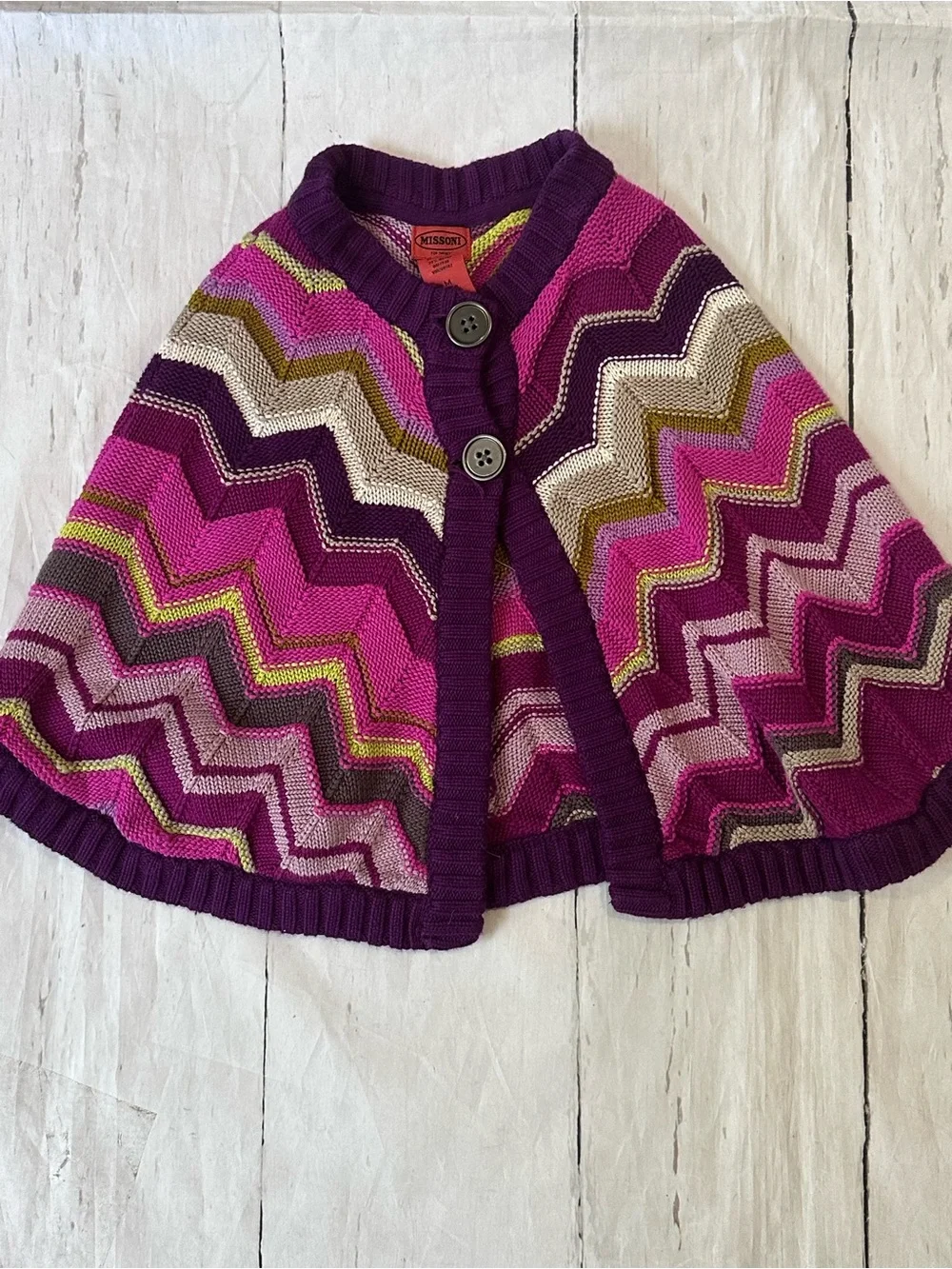 Missoni for target chevron cape Knit Poncho in Plum, Magenta & Olive medium